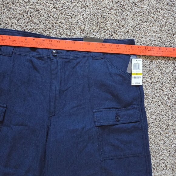 NWT Tasso Elba Island Linen Blend Cargo Shorts Sz 44 Navy Coastal Beach Golf - Picture 3 of 7
